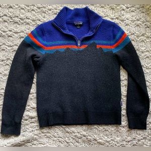 Patagonia Men's Merino Wool 1/4 Zip Sweater with Fitz Roy Print Size Small